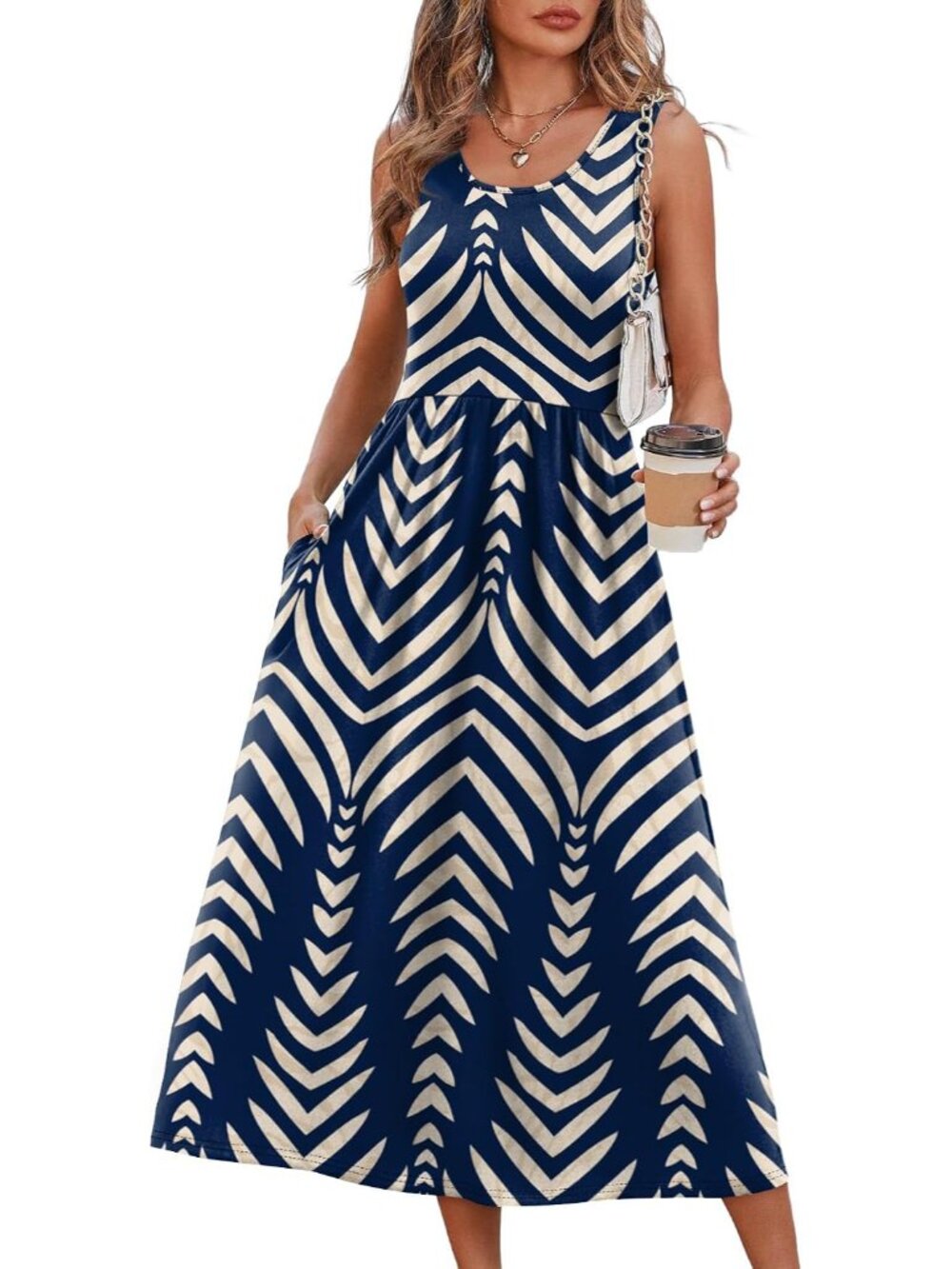Summer Dresses for Women Flowy Casual Midi Dress Beach Vacation Sundresses with